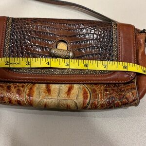 Brahmin Brown Crocodile Embossed Leather Clutch/crossbody wallet